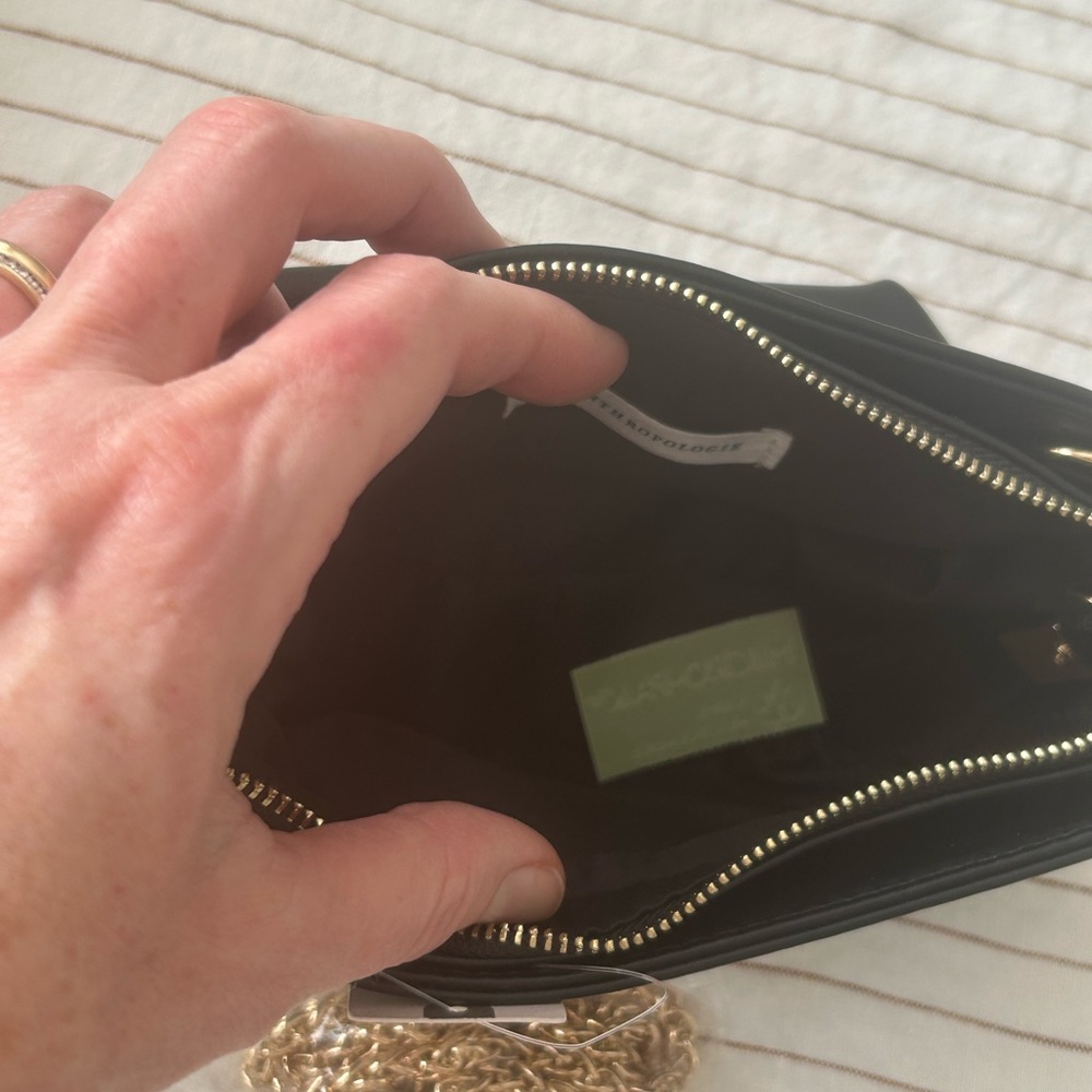 Anthropologie Black Leather Crossbody Chain Bag